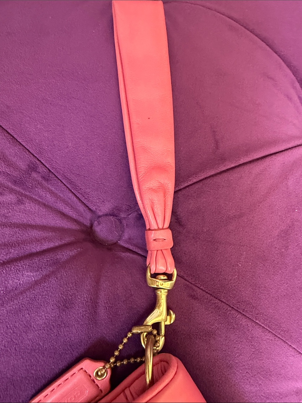 Coach Coral Pink Leather Wristlet Clutch - Picture 5 of 13